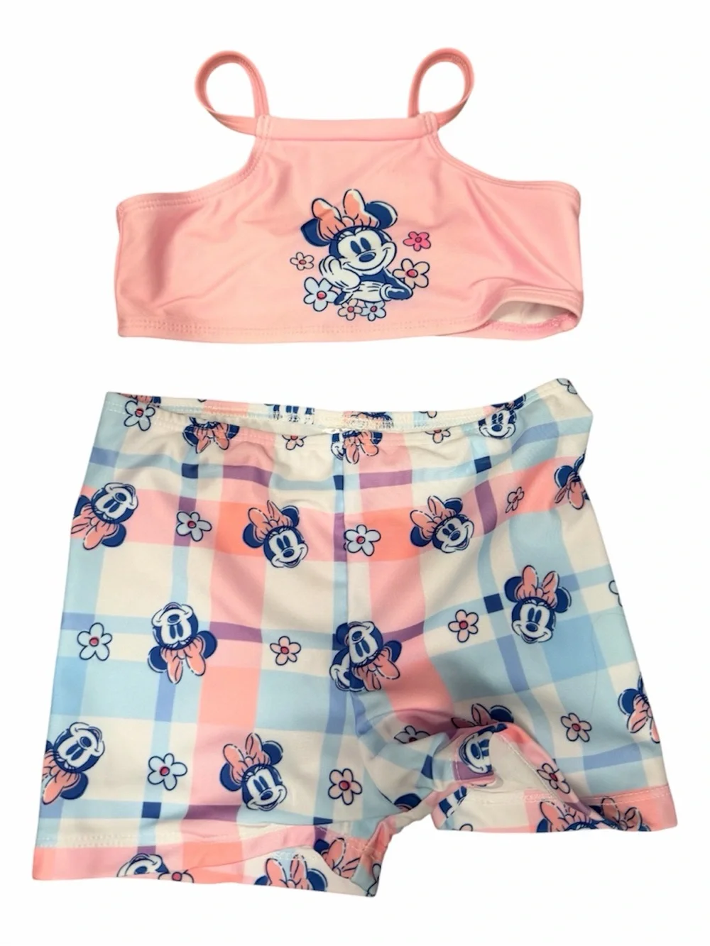 NWT Girls Pink & Blue Minnie Mouse Two-Piece Swim Bikini